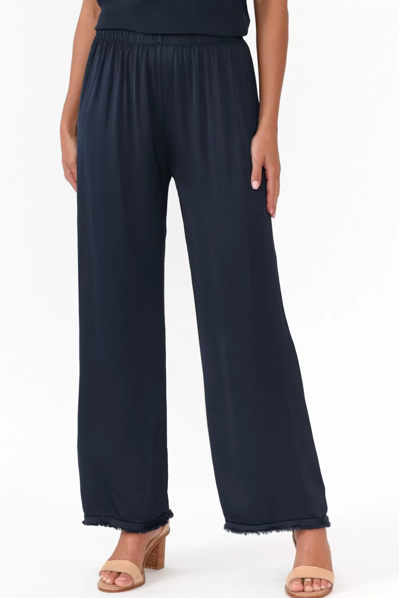 Italian Closet Alistair Navy Gloss Frayed Pant Store