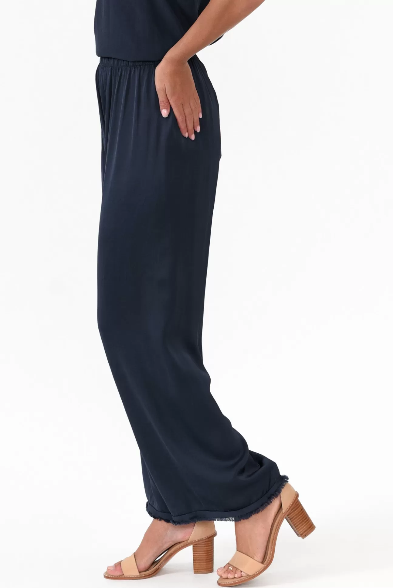 Italian Closet Alistair Navy Gloss Frayed Pant Store