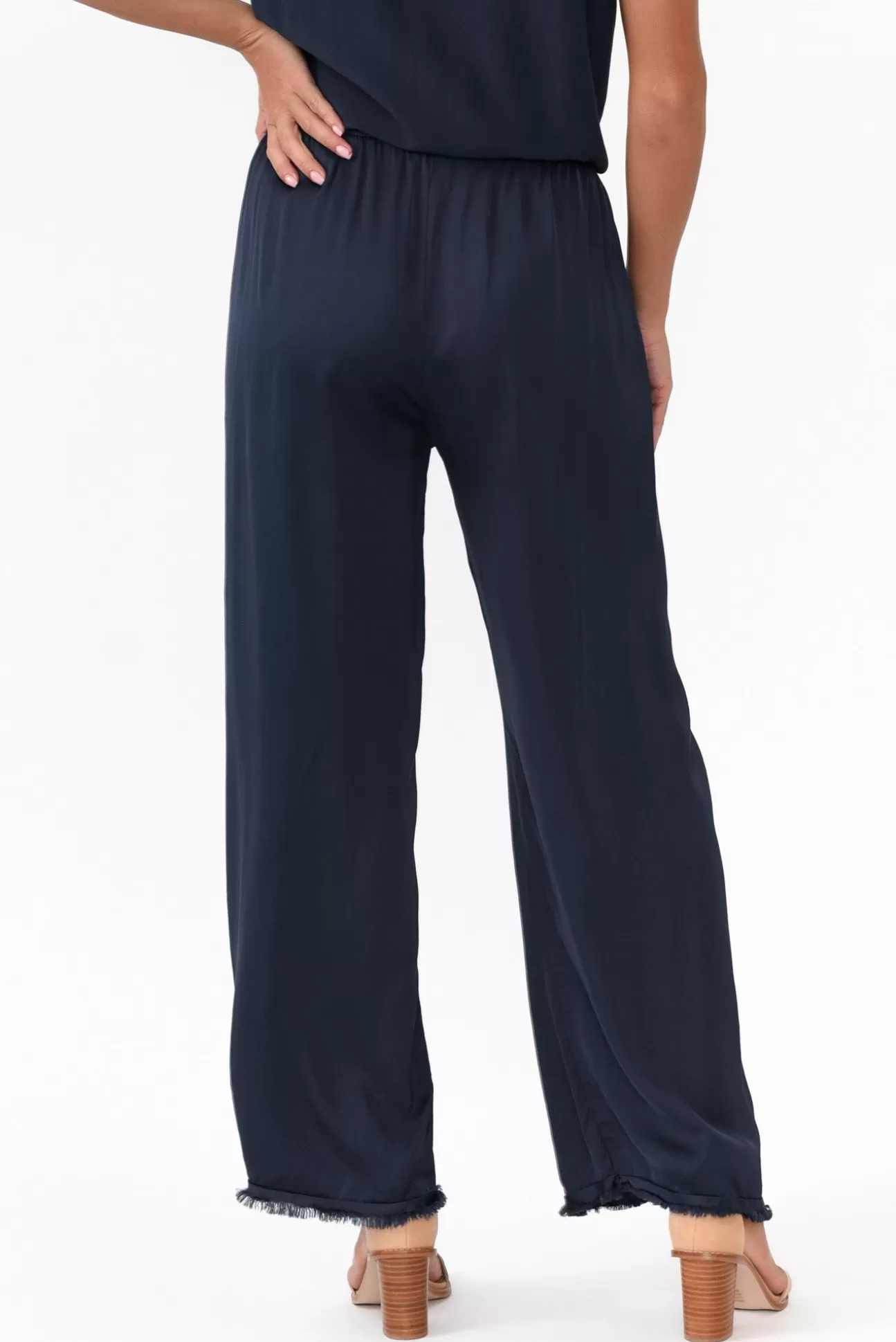 Italian Closet Alistair Navy Gloss Frayed Pant Store