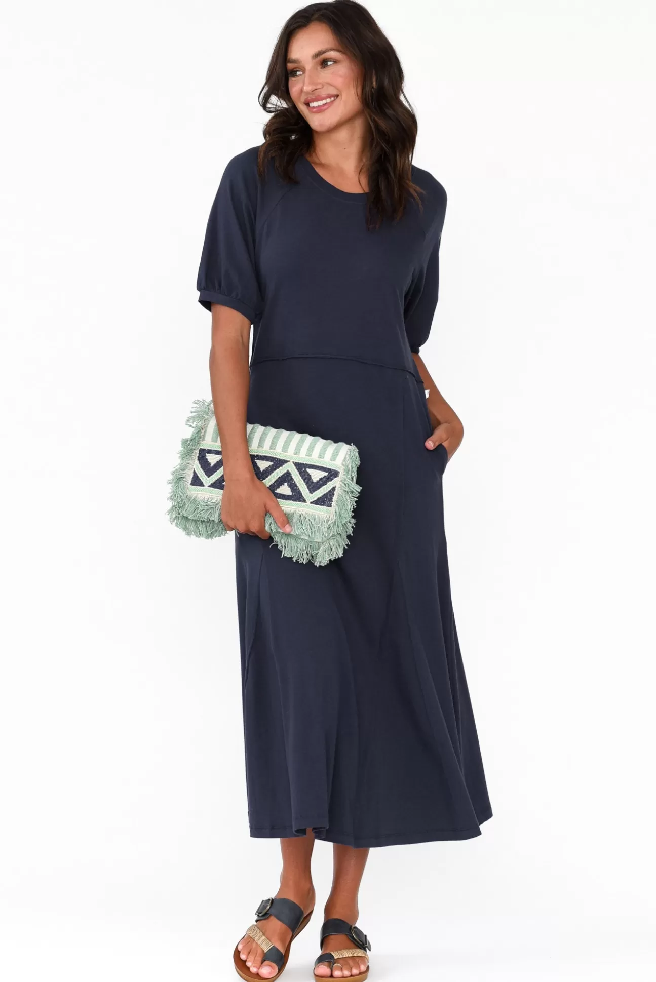 One Ten Willow Colorado Navy Cotton Maxi Dress Fashion