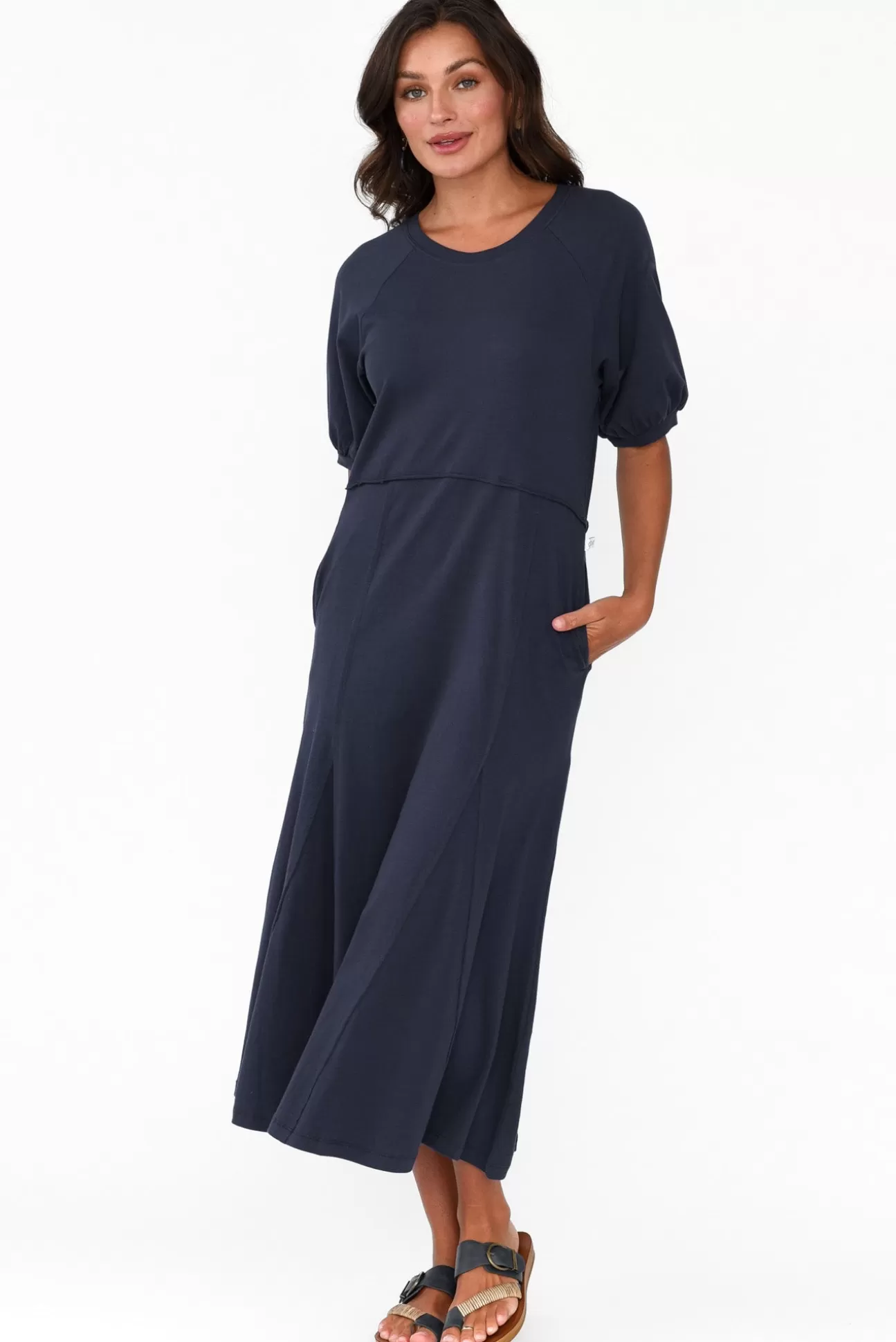 One Ten Willow Colorado Navy Cotton Maxi Dress Fashion