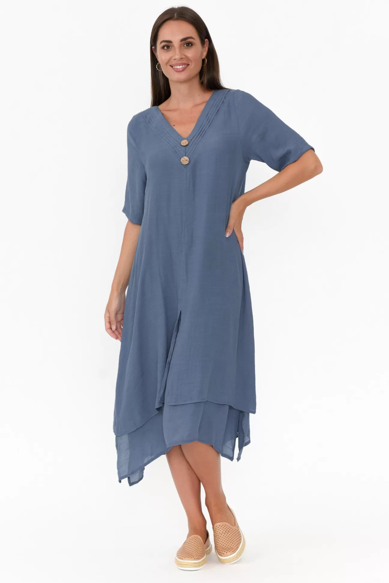 La Mode Nala Vintage Blue Layers Dress Online
