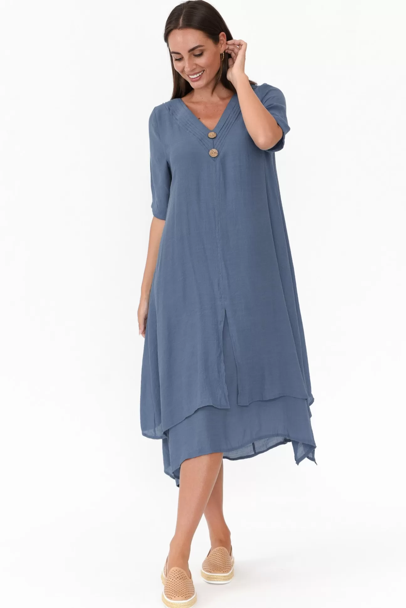 La Mode Nala Vintage Blue Layers Dress Online